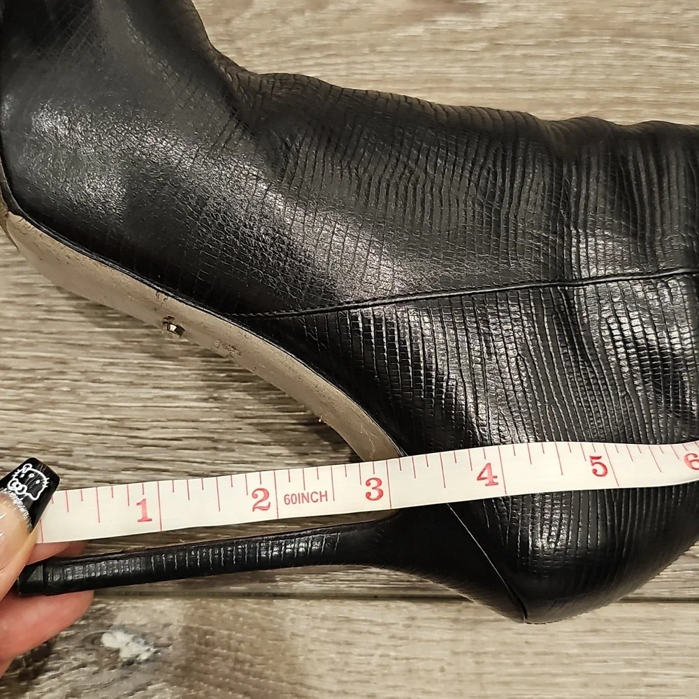 [Like New] Stunning SERGIO ROSSI Black Lizard Knee Boots Sexy (EU 37)